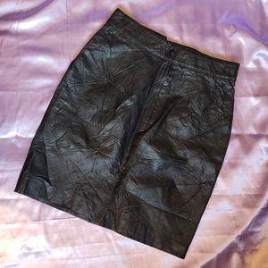 Vintage Real Leather Midi Skirt